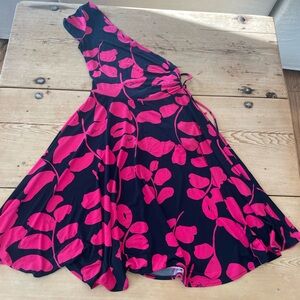 Maggy London Pink and Black Dress off shoulder dress size 4